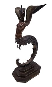Vintage 1980 Erte Firebird Bronze Sculpture