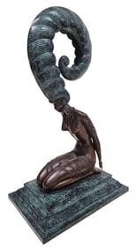 Vintage Erte La Plume Art Deco Bronze Sculpture