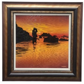 Matt Beyrer 2017 Our First Kiss Oil Painting Wood