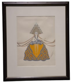 Erte Signed Gouache Art Deco Costume on Paper