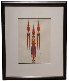 Erte Signed Gouache Art Deco Costume on Paper
