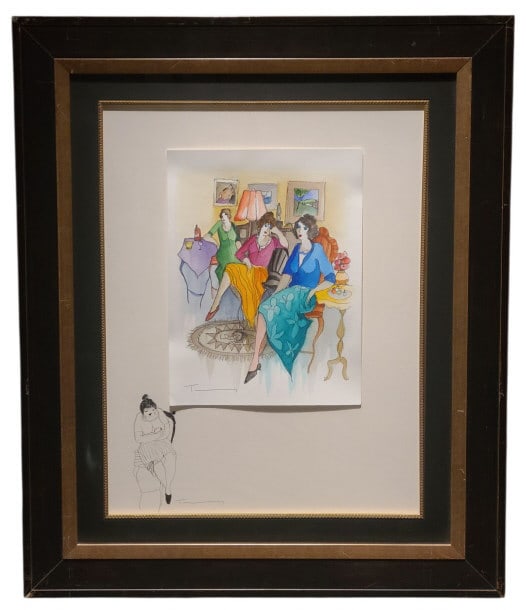 Itzchak Tarkay Original Watercolor Painting with Remarques (1 of 9)