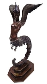 Vintage Erte Firebird Art Deco Bronze Sculpture