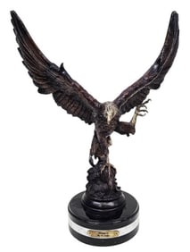 After G. Mancini Cast Metal Hunter Eagle Sculpture