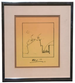Peter Max 1972 Lithograph of Profile in Hills