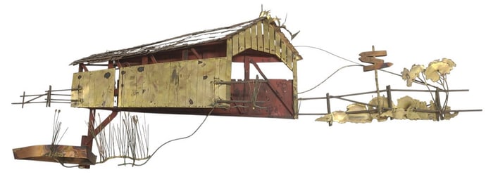 Curtis Jere Covered Bridge Metal Wall Sculpture
