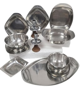 MCM Danish Silverplate Servingware, Candle Holders