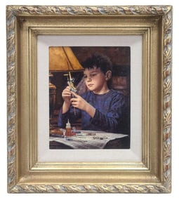 Jim Daly The Model Builder Original Oil on Canvas