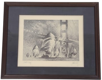 John Kelly Sailing on San Francisco Bay Signed AP