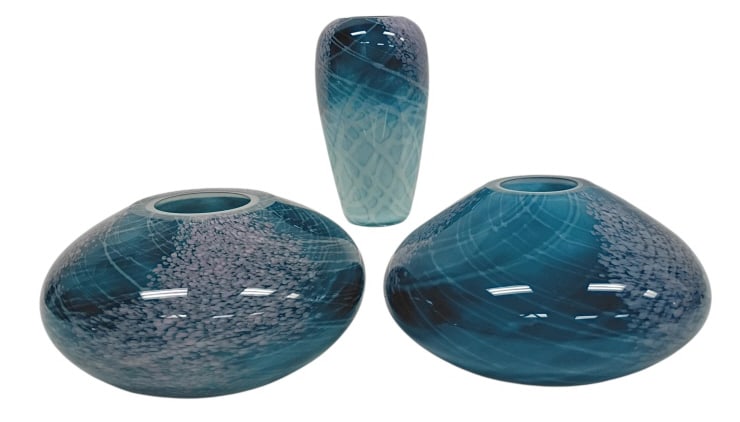 3 Mathilda Brown Hand-Blown Art Glass Vases (1 of 10)