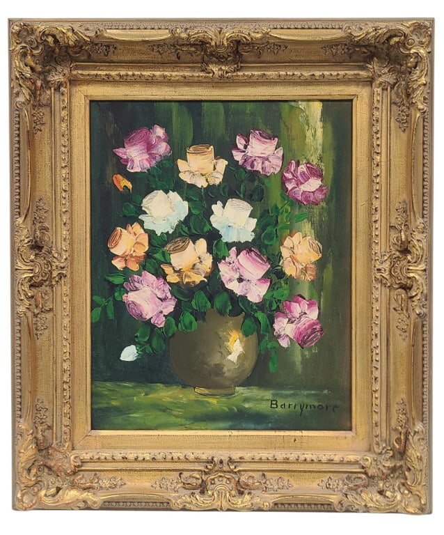 Barrymore Signed Oil on Canvas Painting: Signed Barrymore in lower right, oil on canvas painting. Could possibly be attributed to Lionel Barrymore, famous actor in Hollywood, CA in the early 1900s and great uncle to Drew Barrymore. Similar p