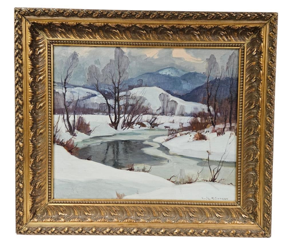 Emile A. Gruppe Winter Landscape Oil Painting (1 of 13)