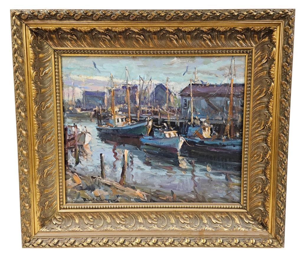 Robert C. Gruppe Original Harbor Oil on Canvas (1 of 11)