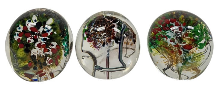 3 Hand Blown Art Glass Paper Weights (1 of 9)