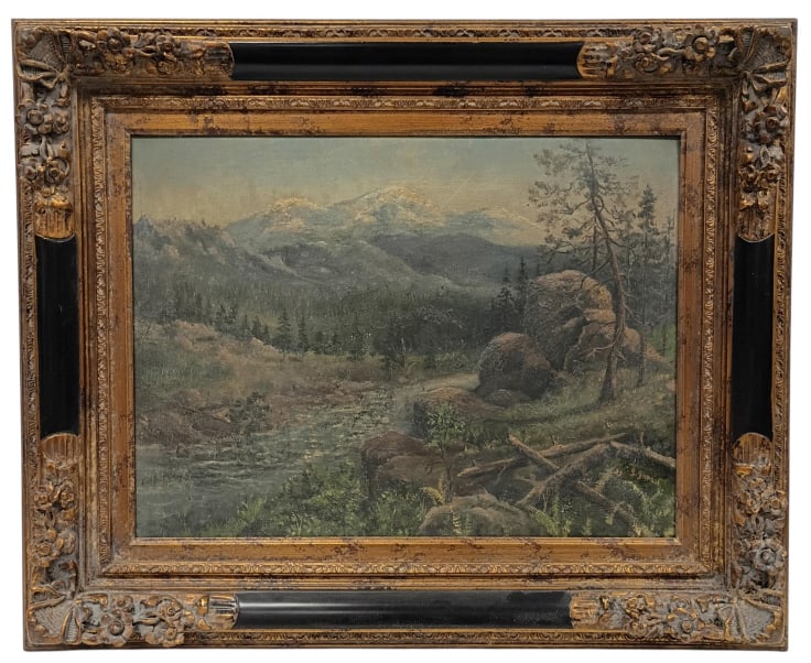 George Inness Original Oil Painting on Board: George Inness (b. 1825 - d. 1894, American) signed near lower right of painting. No certificate of authenticity, signature looks similar to other examples online. Painting would benefit from a profess