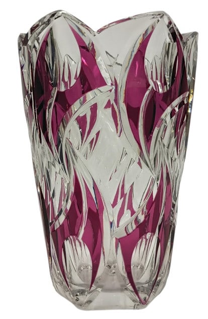 Saint Louis Crystal Cut Ruby & Clear Vase (1 of 4)