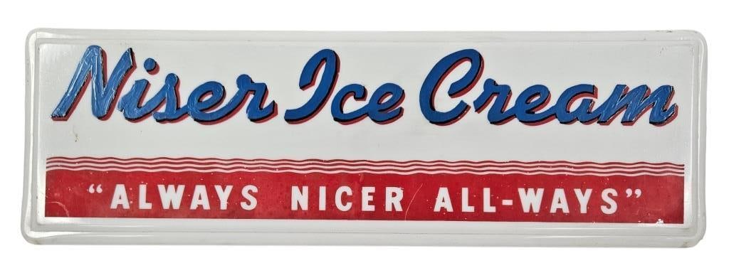 Vintage Niser Ice Cream Always Nicer Lighted Sign: IMPORTANT NOTE: Please be advised that we offer reasonably priced in-house shipping, but you must select Arrange My Own Shipping as part of your post-auction invoice options. Vintage Niser Ice Cream "