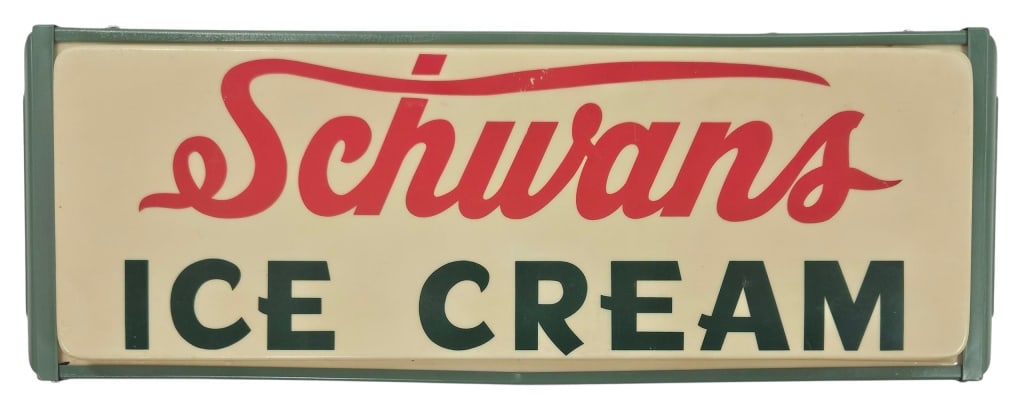 Vintage Schwans Ice Cream 2-Sided Lighted Sign: IMPORTANT NOTE: Please be advised that we offer reasonably priced in-house shipping, but you must select Arrange My Own Shipping as part of your post-auction invoice options. Vintage Schwan's Ice Crea