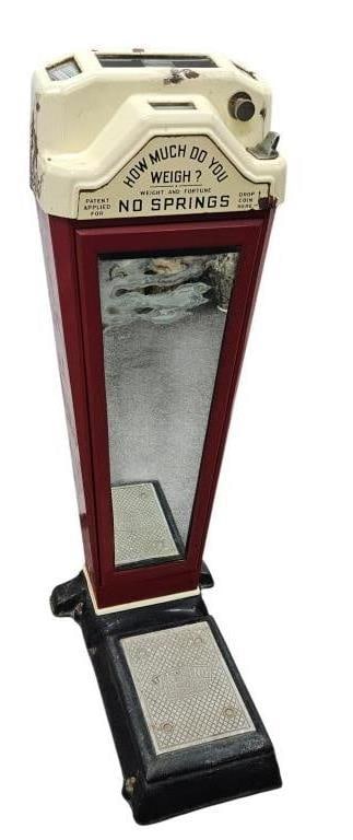 1940s Watling Coin Op Fortune Telling Scale: IMPORTANT NOTE: Please be advised that we offer reasonably priced in-house shipping, but you must select Arrange My Own Shipping as part of your post-auction invoice options. Vintage circa 1940s Watli