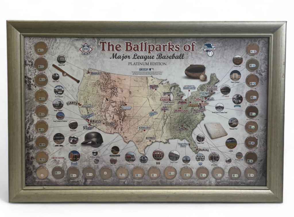 Authentic LE Dirt From All 30 MLB Ballparks: IMPORTANT NOTE: Please be advised that we offer reasonably priced in-house shipping, but you must select Arrange My Own Shipping as part of your post-auction invoice options. This is a framed, limited