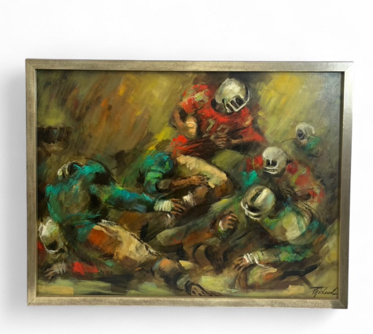 Oil On Canvas George Michaud (American, 1929-1970): IMPORTANT NOTE: Please be advised that we offer reasonably priced in-house shipping, but you must select Arrange My Own Shipping as part of your post-auction invoice options. Original oil on canvas Ge