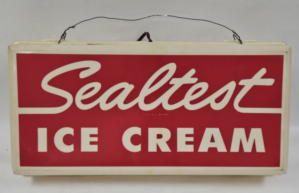 Vintage Sealtest Ice Cream 2-Side Lighted Sign: IMPORTANT NOTE: Please be advised that we offer reasonably priced in-house shipping, but you must select Arrange My Own Shipping as part of your post-auction invoice options. Vintage 1950s-60s Sealtes