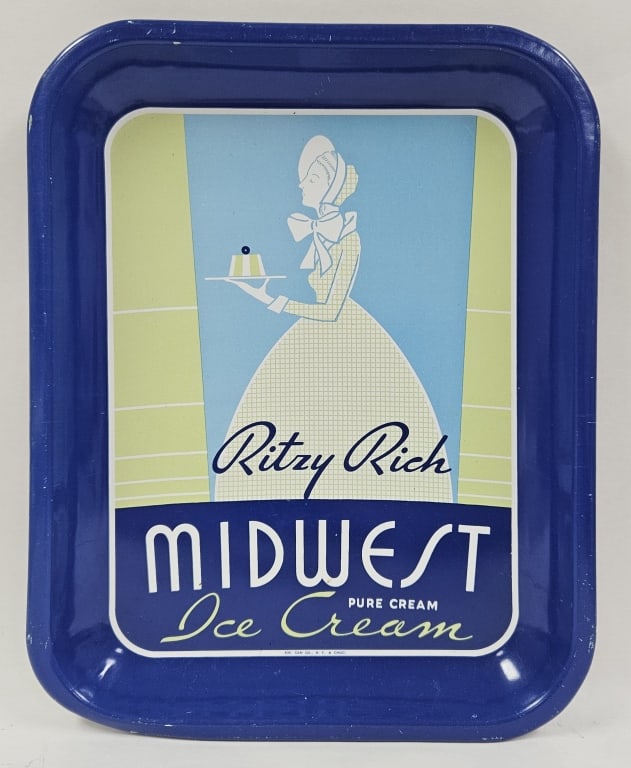 Ritzy Rich Midwest Ice Cream Metal Tray: IMPORTANT NOTE: Please be advised that we offer reasonably priced in-house shipping, but you must select Arrange My Own Shipping as part of your post-auction invoice options. G.D. Ritzy's began servin