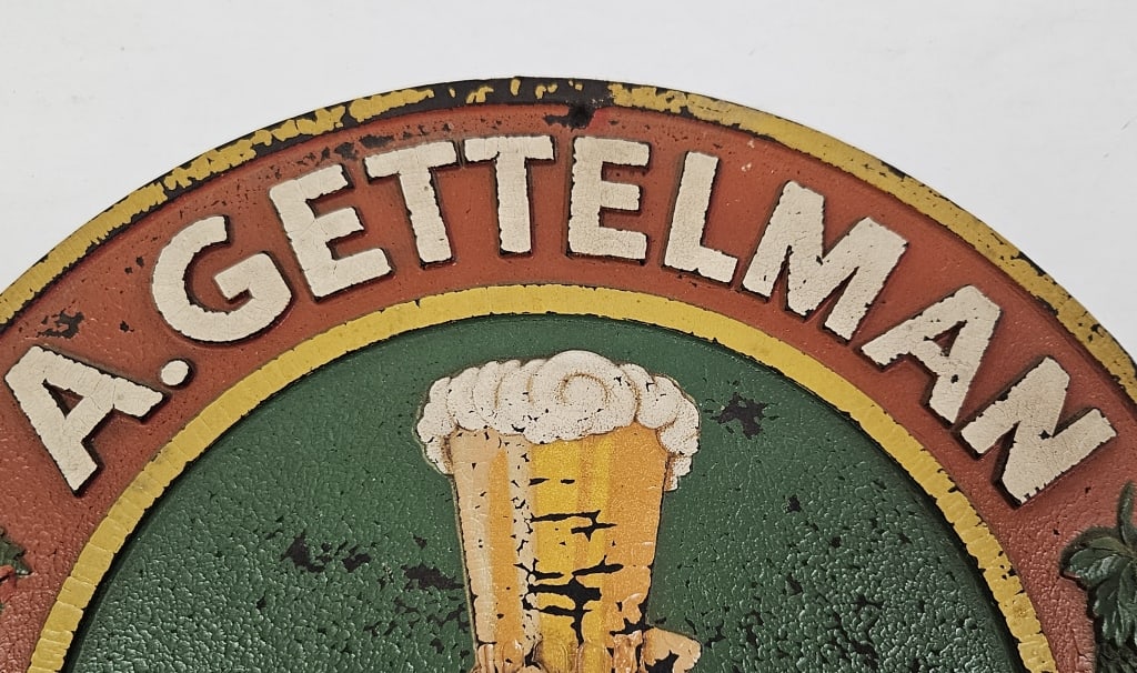 Rare Vintage Gettelman Brewing Embossed Sign - 3