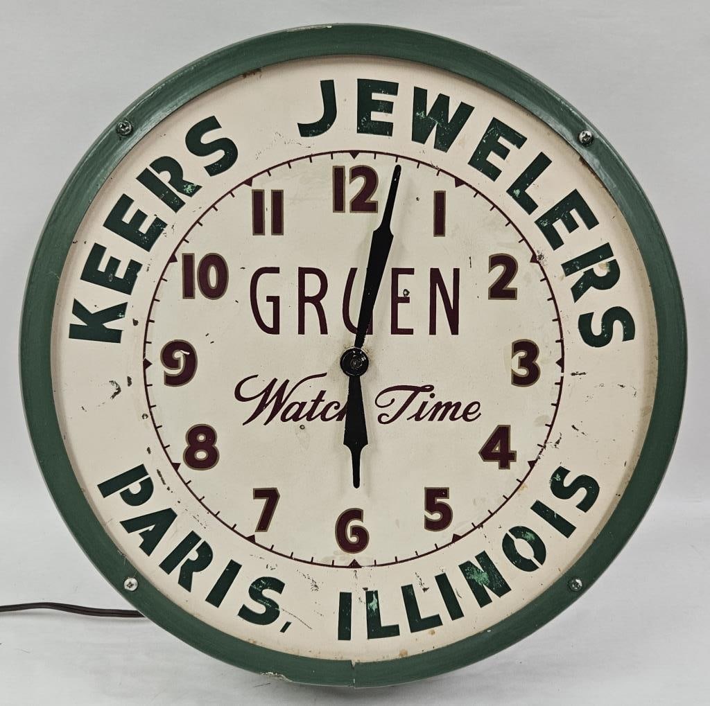 Vintage Gruen Watch Town Jeweler Advertising Clock (1 of 10)