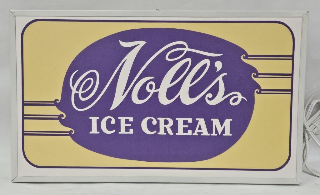Retro Style Noll's Ice Cream Light-Up Sign: IMPORTANT NOTE: Please be advised that we offer reasonably priced in-house shipping, but you must select Arrange My Own Shipping as part of your post-auction invoice options. Contemporary retro style