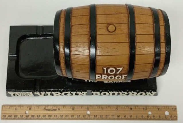Virgin Bourbon Chalkware Barrel Ashtray Display - 5