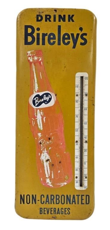 Vintage Bireley's 25.5" Orange Bottle Thermometer: IMPORTANT NOTE: Please be advised that we offer reasonably priced in-house shipping, but you must select Arrange My Own Shipping as part of your post-auction invoice options. Vintage "Drink Bireley's