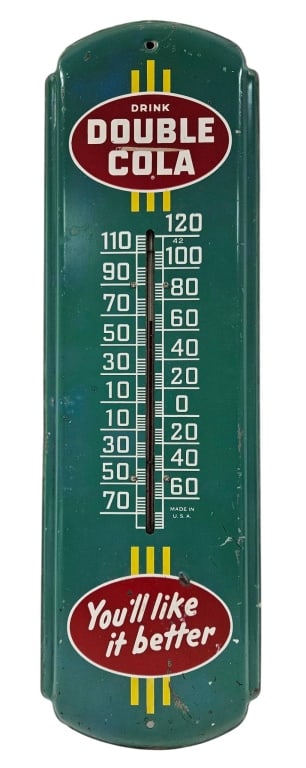 Vintage Art Deco Style Double Cola 27" Thermometer (1 of 6)