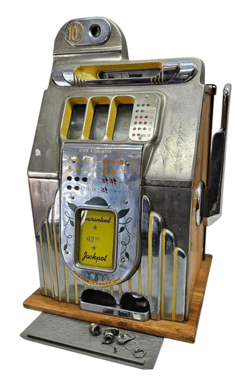 Vintage Buckley Chrome Twenty One 10c Slot Machine (1 of 10)