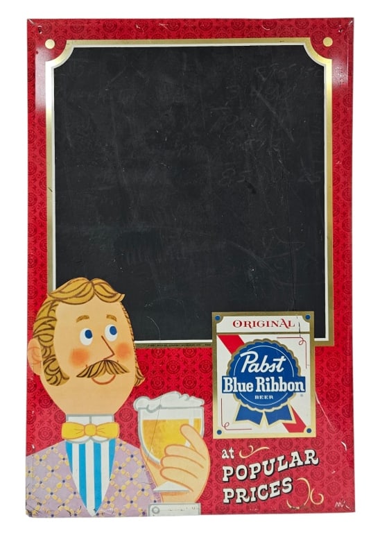 Vintage Pabst Blue Ribbon Beer Menu Board: IMPORTANT NOTE: Please be advised that we offer reasonably priced in-house shipping, but you must select Arrange My Own Shipping as part of your post-auction invoice options. Vintage Pabst Blue