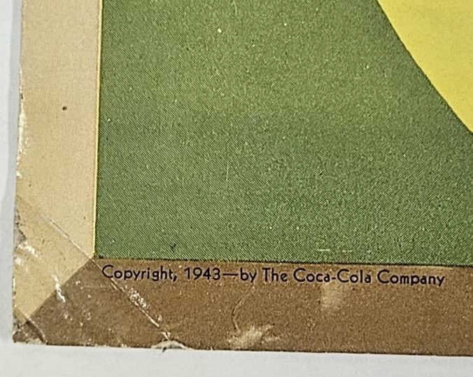 Rare 1943 Coke Time Cardboard Sign Original Frame - 4