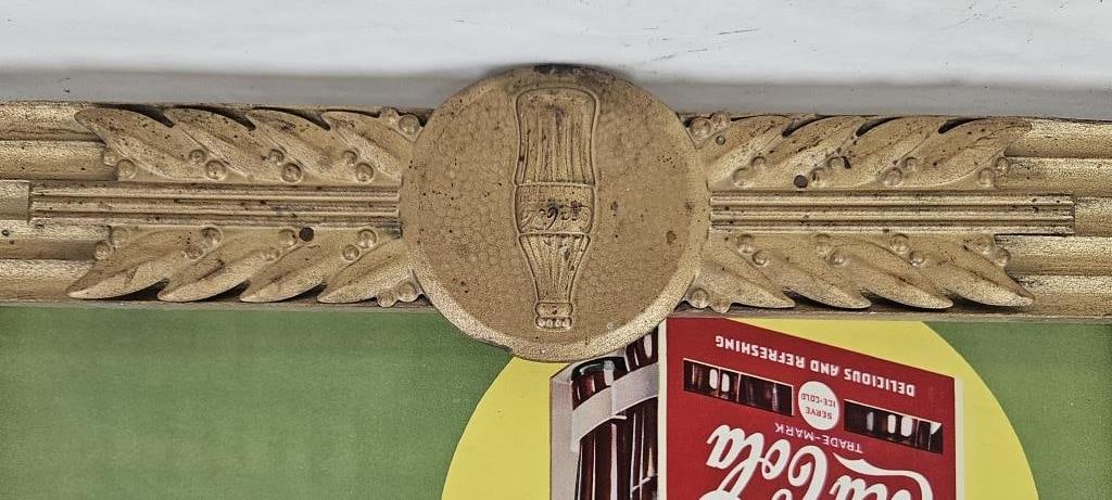 Rare 1943 Coke Time Cardboard Sign Original Frame - 9