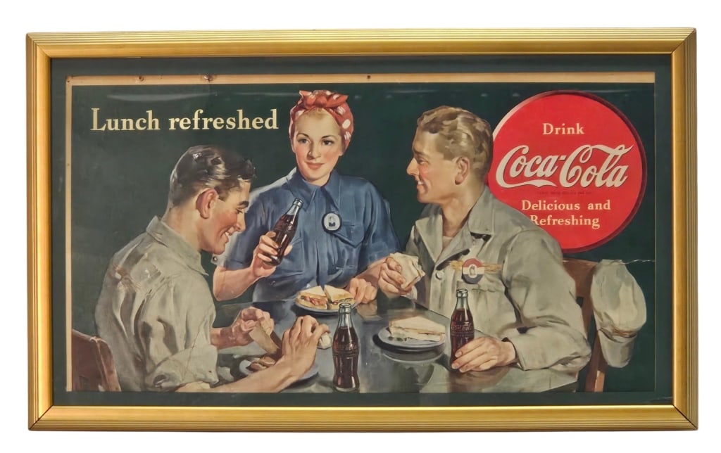 1943 Coca Cola Lunch Refreshed Litho in Frame (1 of 9)