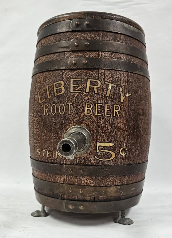 Antique Liberty Root Beer 5c Barrel Dispenser (1 of 11)