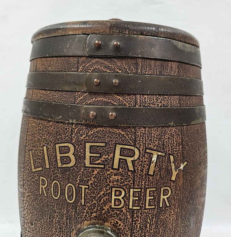 Antique Liberty Root Beer 5c Barrel Dispenser - 2