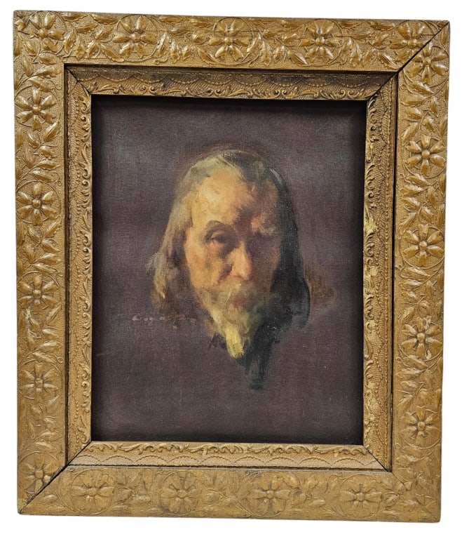 Guy Hoff Oil on Canvas Painting Old Man Portrait: IMPORTANT NOTE: Please be advised that we offer reasonably priced in-house shipping, but you must select Arrange My Own Shipping as part of your post-auction invoice options. American Guy Hoff