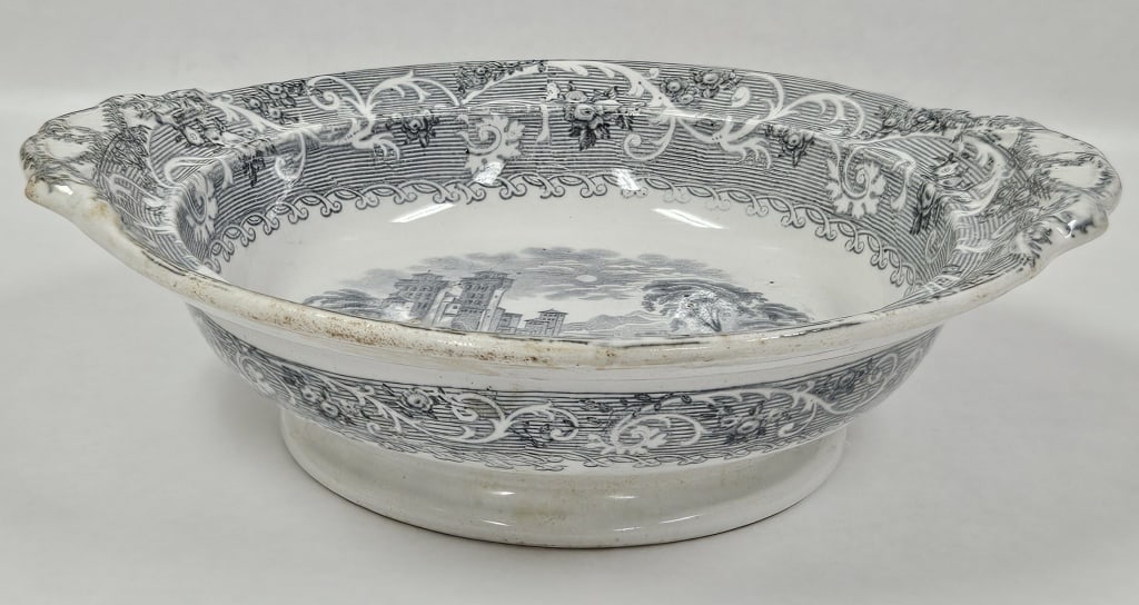 Antique Rhine Pattern Gray Transferware Group - 6
