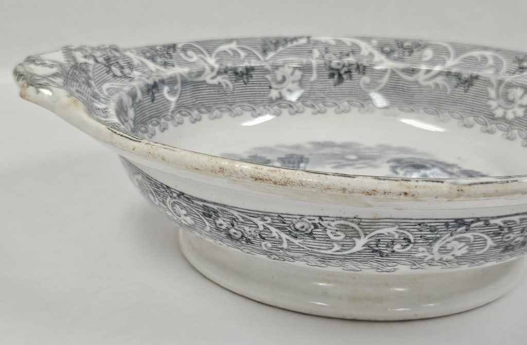 Antique Rhine Pattern Gray Transferware Group - 7