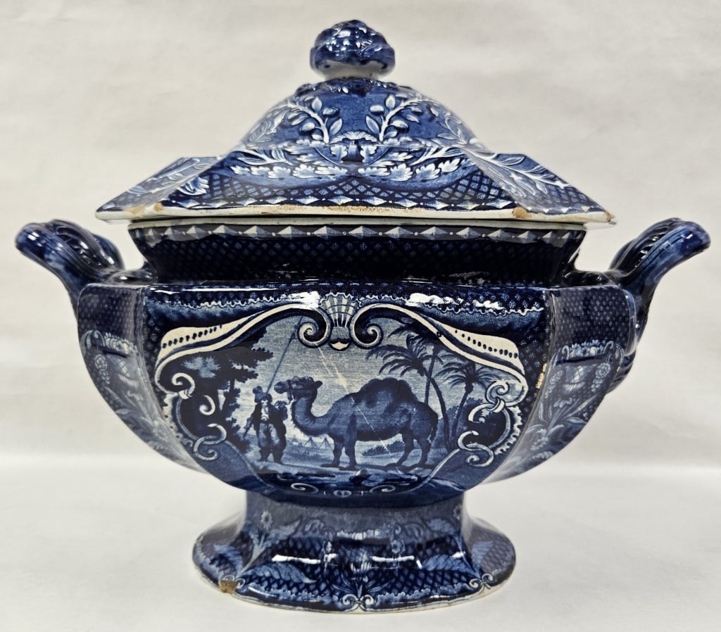 Rare 1800s Historical Blue Transferware Group - 8