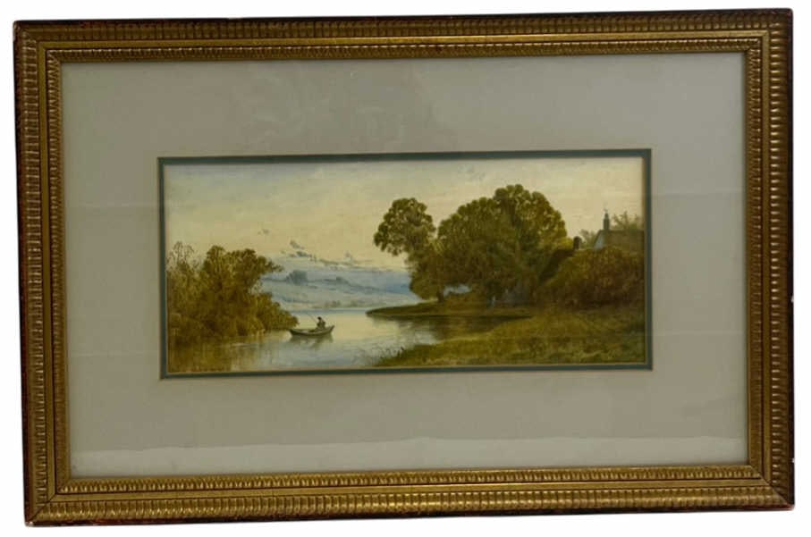 1873 Edward Lait Watercolor & Pencil Landscape: IMPORTANT NOTE: Please be advised that we offer reasonably priced in-house shipping, but you must select Arrange My Own Shipping as part of your post-auction invoice options. This is a signed