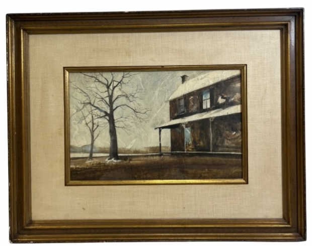 Charles Colombo Homestead Watercolor On Paper: IMPORTANT NOTE: Please be advised that we offer reasonably priced in-house shipping, but you must select Arrange My Own Shipping as part of your post-auction invoice options. Watercolor on Japanese ti