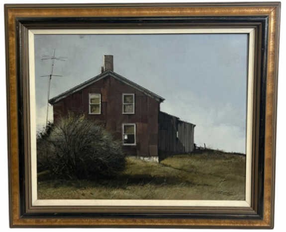 Geoffrey Allen Rock Farmhouse Oil On Board: IMPORTANT NOTE: Please be advised that we offer reasonably priced in-house shipping, but you must select Arrange My Own Shipping as part of your post-auction invoice options. Original oil on board Hou