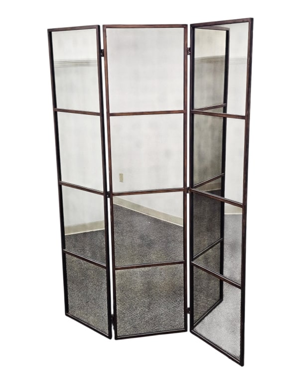 Uttermost Designer Tri-Fold Vanity Mirror: IMPORTANT NOTE: Please be advised that we offer reasonably priced in-house shipping, but you must select Arrange My Own Shipping as part of your post-auction invoice options. Designer quality vanity