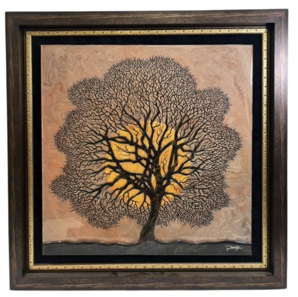 Rattenbury Mixed-Media On Aluminum New Beginnings: IMPORTANT NOTE: Please be advised that we offer reasonably priced in-house shipping, but you must select Arrange My Own Shipping as part of your post-auction invoice options. Dimensional mixed-media