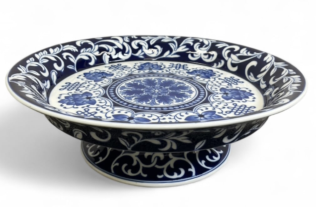 Bombay Company Blue & White Pedestal Centerpiece (1 of 8)